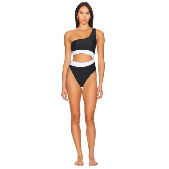 Tularosa Aleah One Piece in Black & White Medium New Womens Swimsuit - Picture 1 of 8